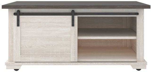 Signature Design by Ashley® Dorrinson Gray Barn Door Coffee Table with Antique White Base-1