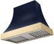 La Cornue CornuFé Cascade 36" Goodwood Blue Wall Mounted Range Hood with Polished Brass Trim-0