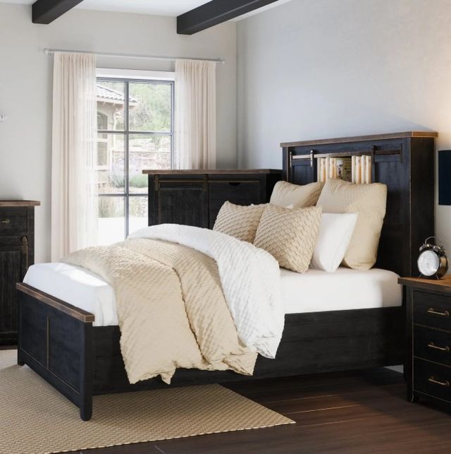 Jofran Inc. Madison County Vintage Black Queen Barn Door Platform Bed-1