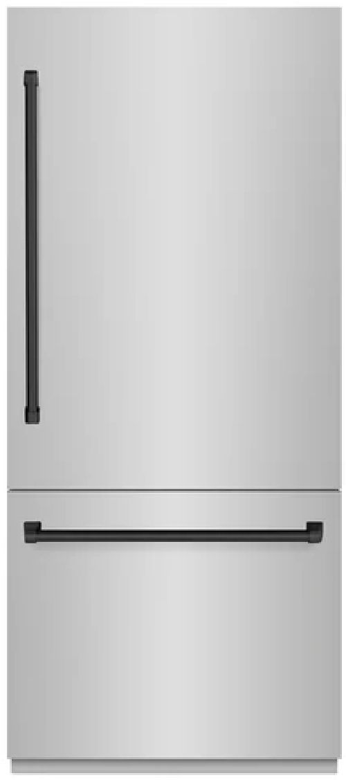 ZLINE Autograph Edition 36" 19.8 Cu. Ft. Stainless Steel Built In Bottom Freezer Refrigerator with Graphite Gray Interior and Matte Black Accents-0