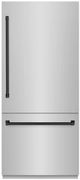 ZLINE Autograph Edition 36" 19.8 Cu. Ft. Stainless Steel Built In Bottom Freezer Refrigerator with Graphite Gray Interior and Matte Black Accents-0