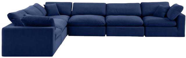 Meridian Furniture Comfy 6-Piece Navy Velvet Sectional-1