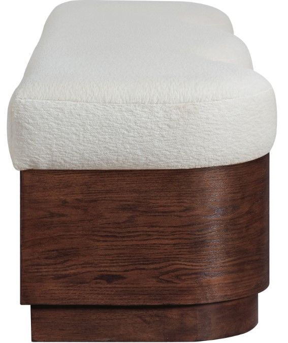 Meridian Furniture Savoy Cream/Walnut Upholstered Bench-2