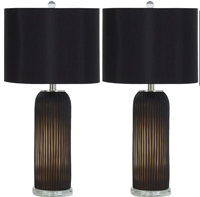 Signature Design by Ashley® Abaness 2-Piece Black Glass Table Lamp Set-0