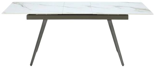 Modus Furniture Lucia Stone Top Extendable Dining Table with Cappuccino/Gunmetal Base-1