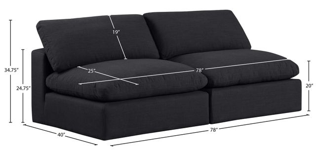 Meridian Furniture Comfy 2-Piece Black Armless Modular Loveseat-2