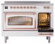 Ilve® Nostalgie II Noblesse 48'' White Pro Style Induction Range with Copper Trim-4