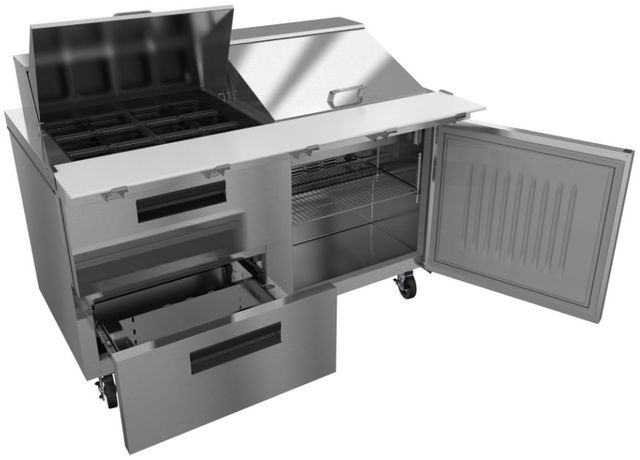 Hoshizaki 60" 17.55 Cu. Ft. Stainless Steel Two Section Mega Top Prep Table Refrigerator with Drawer and Door Combo-3
