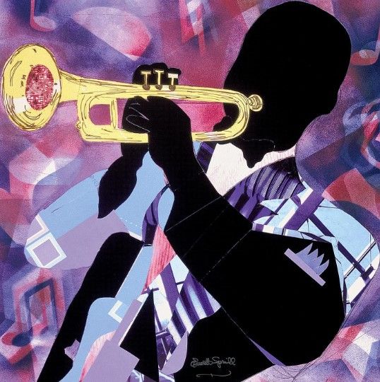 Classy Art Trumpet Jazz by Everett Spruill Wall Art-1