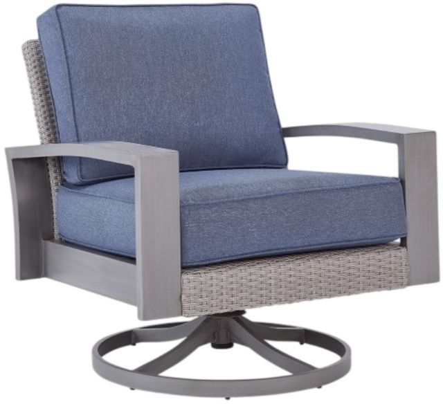 Signature Design by Ashley® Dillon Beach Blue/Gray Aluminum Outdoor Swivel Lounge-0