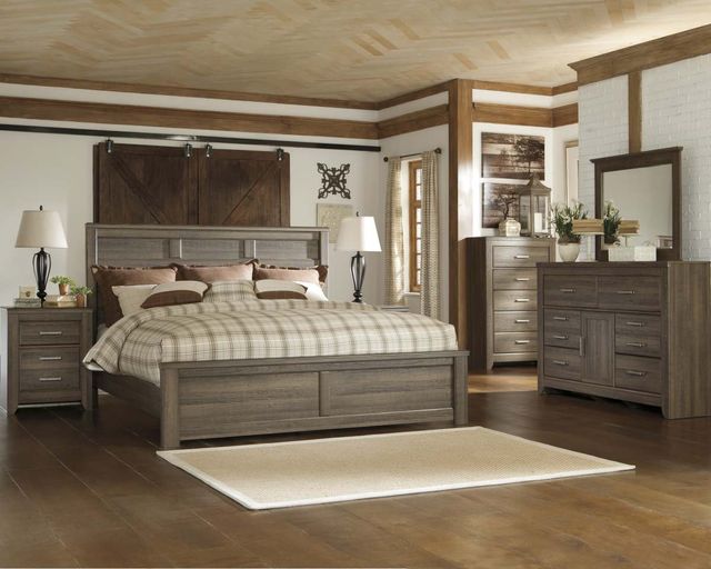 Signature Design by Ashley® Juararo 5-Piece Dark Brown California King Panel Bed Set-5