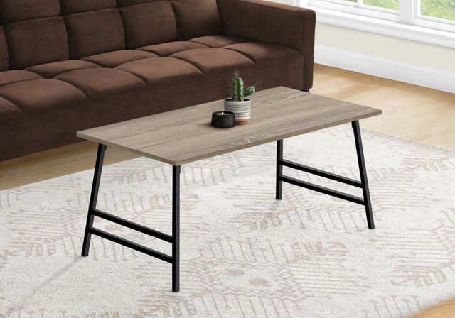 Monarch Specialties Inc. Dark Taupe 40"L Coffee Table with Metal A-Frame Legs -1