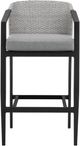 Armen Living Palma Black/Gray Aluminum/Fabric/Rattan Outdoor Bar Stool-3