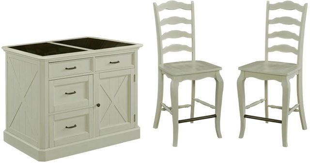 homestyles® Seaside Lodge 3-Piece White Kitchen Island Set-0