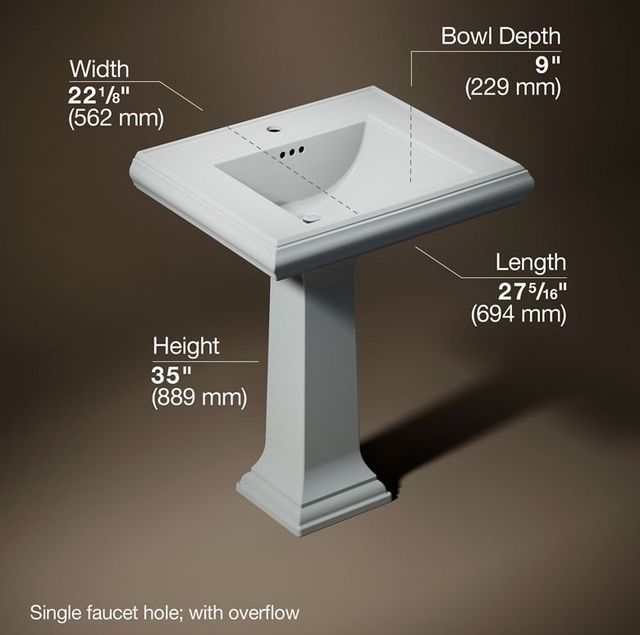 Kohler Memoirs® Classic Ice Grey 27.25" Rectangular Pedestal Bathroom Sink-3