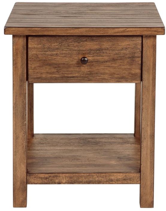 Coaster® Payne Distressed Brown Wood End Table with Shelf-2
