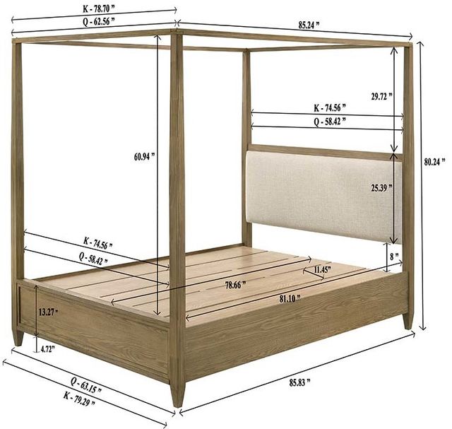 Crown Mark Sienna Natural Queen Canopy Bed-2