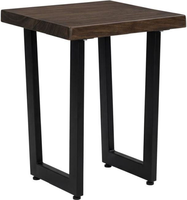 International Furniture Direct Zaphiro Brown Top Chairside Table with Black Base-0