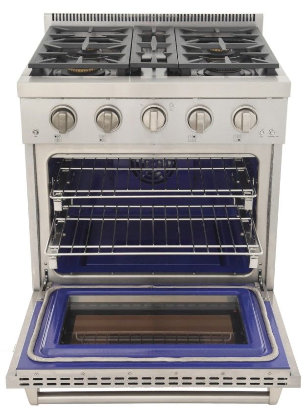 Kucht Professional KFX Series 30" Stainless Steel Pro Style Propane Gas Range with Cement Gray Door and True Simmer Burners-3