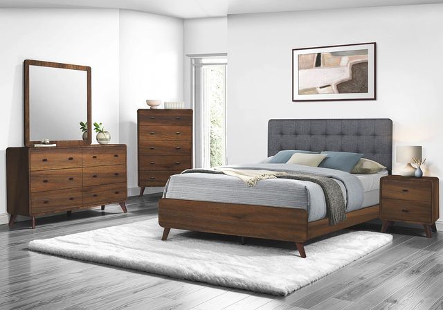 Monarch Specialties Inc. Grey/Walnut Queen Panel Bed-2