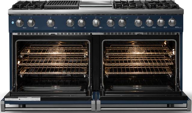 Viking® 5 Series 60" Slate Blue Pro Style Dual Fuel (LP) Range with Polished Chrome Trim-1