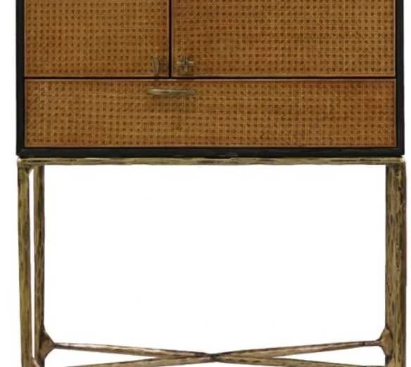 YHD Charisse Espresso/Forged Distressed Brass Tall Cabinet-1