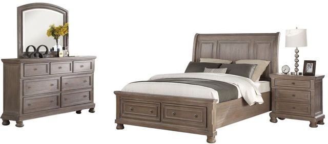 New Classic® Home Furnishings Allegra Pewter Queen Sleigh Storage Bed-1