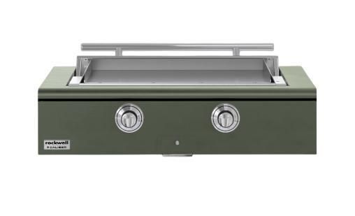 Caliber™ Rockwell Social 42" Olive Built-In Natural Gas Outdoor Griddle with Polished Chrome Hardware-0