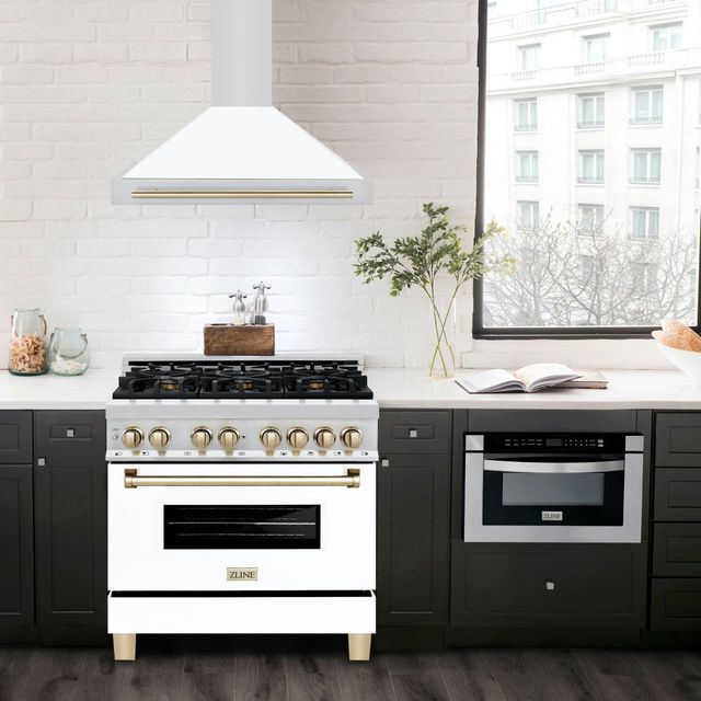 ZLINE Autograph Edition 36" White Matte Wall Mounted Range Hood -1