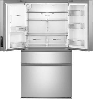 Front view of the Whirlpool® 36" 28.9 Cu. Ft. Fingerprint Resistant Stainless Steel Finish French Door Refrigerator with Flexible Temperature Drawer