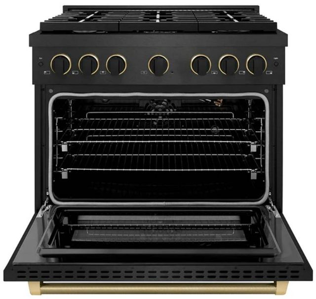 ZLINE Designer Collection Paramount 36" Black Satin Stainless Steel Gas Range with 6 Burner Cooktop and Convection Gas Oven-1