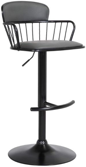 Armen Living Nash Black/Gray Adjustable Bar Stool Big Sandy