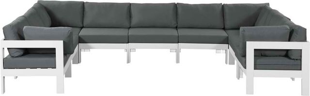 Meridian Furniture Nizuc 9-Piece Grey Outdoor Patio Modular Sectional Set-0