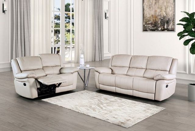 Furniture of America® Glarus Off-White Manual Reclining Sofa-1