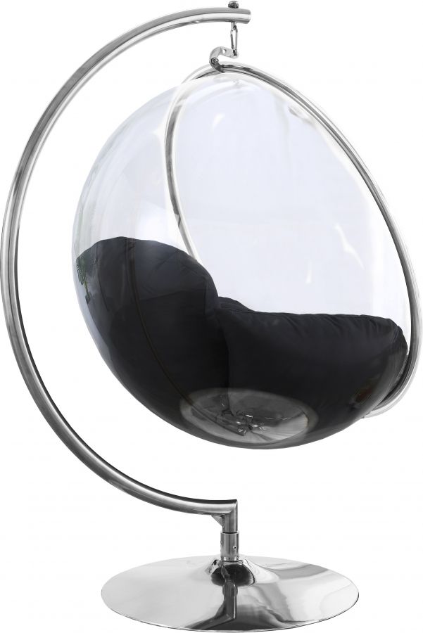 Meridian Furniture Luna Black/Chrome Durable Fabric Acrylic Swing Chair-1