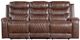 Homelegance® Putnam Brown Manual Double Reclining Sofa with Center Drop-Down Cup Holders-2