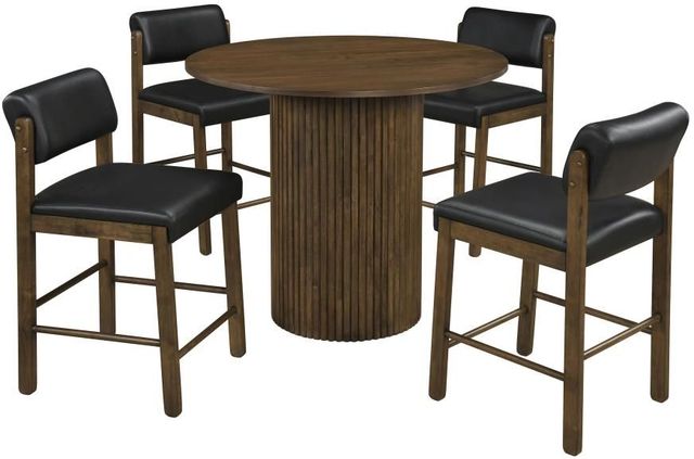 Coaster® Hamlyn 5-Piece Black/Walnut Counter Dining Set-0