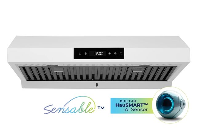 Hauslane 30" Matte White Under Cabinet Sensable HauSmart AI Sensor Range Hood with Stainless Steel Filters-0