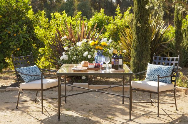 Sunset West Provence Canvas White/Century Pewter Iron Outdoor Dining Chair-3
