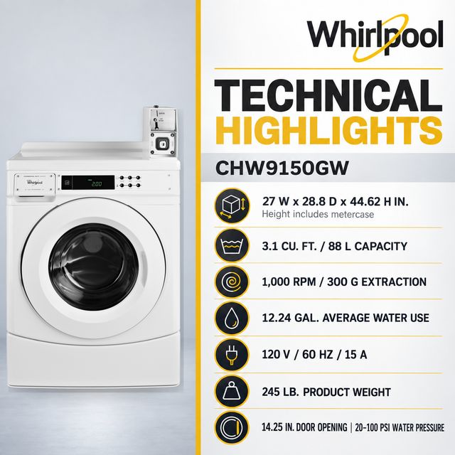 Whirlpool Commercial 3.1 Cu. Ft. Coin-Operated Front-Load Washer with Microprocessor Controls - White-4