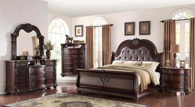 Crown Mark Stanley Cherry Queen Sleigh Bed-3