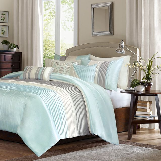Olliix by Madison Park 6 Piece Aqua King/California King Amherst Duvet Cover Set-0