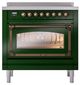 Ilve® Nostalgie II Noblesse 36'' Emerald Green Pro Style Induction Range with Burnished Trim-1