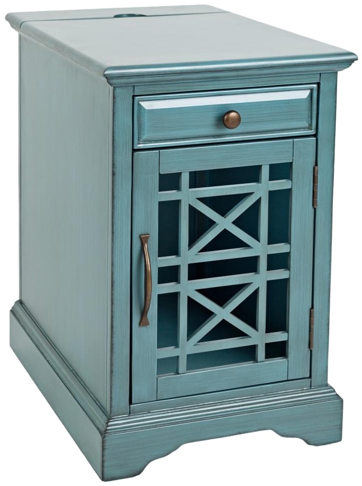 Jofran Craftsman Antique Blue Power Chairside Table