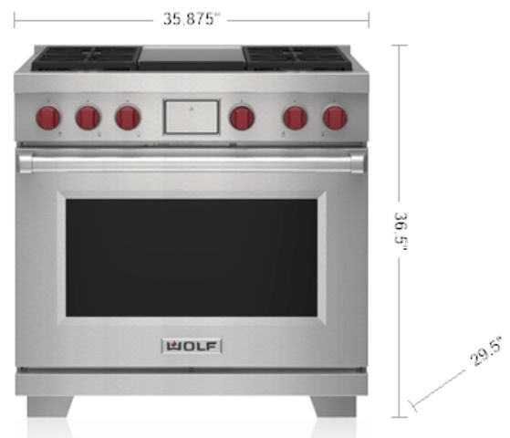 Wolf® 36" Stainless Steel Pro Style Dual Fuel Range-3