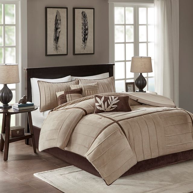 Olliix by Madison Park 7 Piece Beige Full Dune Comforter Set-1