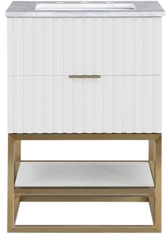 Meridian Furniture Monad Brushed Gold/White 24" Bathroom Vanity-2