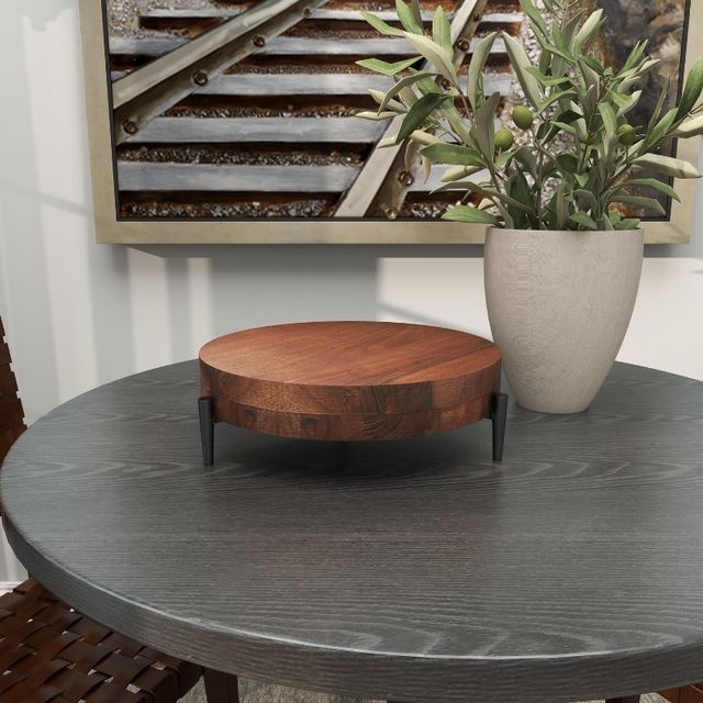 Deco Marche Brown Mango Wood Tray with Black Metal Legs-4
