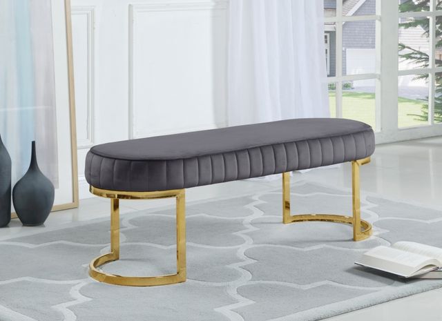 Meridian Furniture Lemar Grey Velvet Bench-1