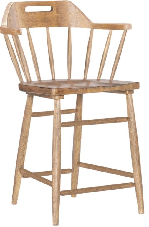 Legacy Classic Vintage Market Barnwood Oak Spindle Back Counter Stool-0